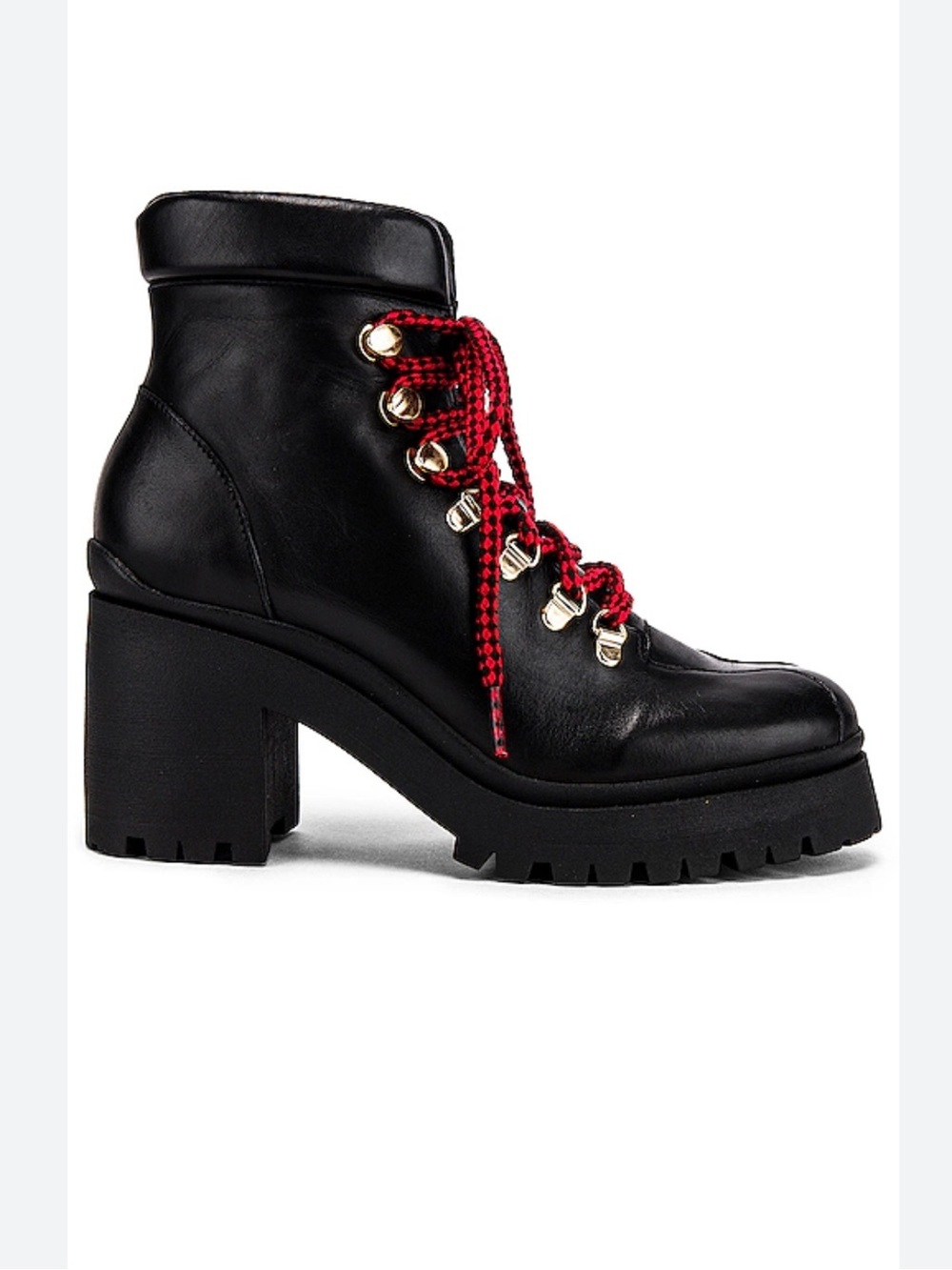 Revolve Raye Page Bootie Lug Sole Platform Lace Up Boot Black Leather Size 9